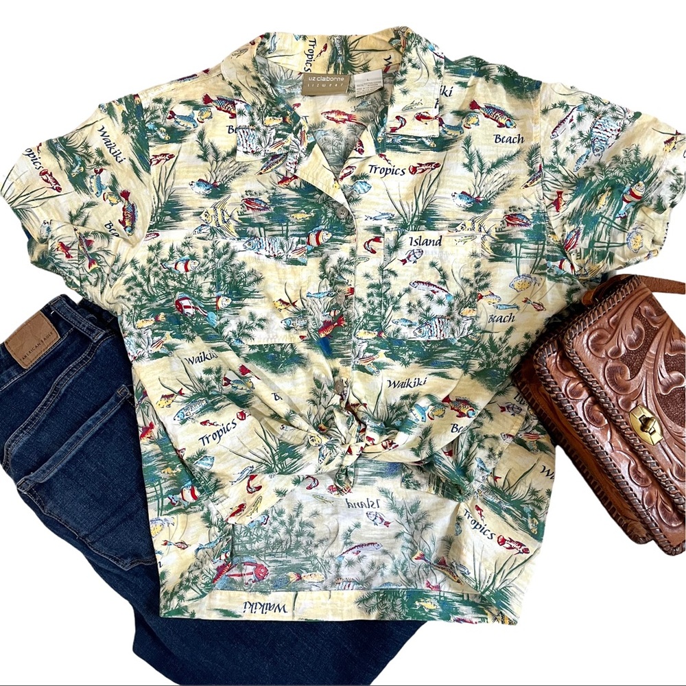 🔥FINAL SALE🔥Vintage Liz Claiborne Hawaiian Style Top